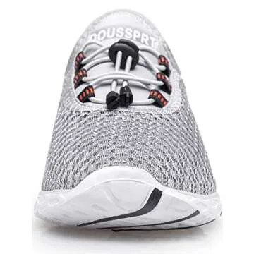 DOUSSPRT Women's Water Shoes Quick Drying Sports Aqua Shoes Grey Size 10
