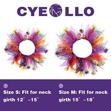 cyeollo 2 Pack Halloween Dog Collar Elastic Fancy Holiday Accessory for Dogs and Cats Pet Costume fo...