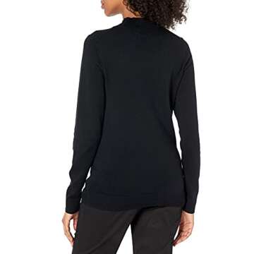 Amazon Essentials Women's Lightweight Mockneck Sweater (Available in Plus Size), Black, X-Small