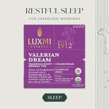 Luxmi Estates - Valerian Dream - Organic Valerian Root Tea for Sleep - 25 Tea Bags | with Valerian Root, Chamomile & Lavender | Perfect Wellness Sleep Tea