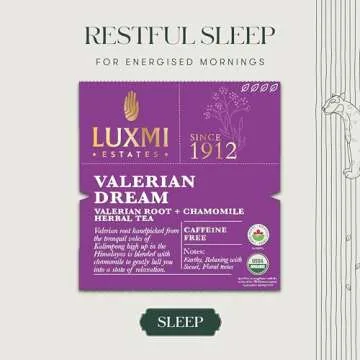 Luxmi Estates - Valerian Dream - Organic Valerian Root Tea for Sleep - 25 Tea Bags | with Valerian Root, Chamomile & Lavender | Perfect Wellness Sleep Tea