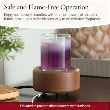 CANDLE WARMERS ETC 2-in-1 Candle and Fragrance Warmer for Candles & Wax Melts (Bronze/Walnut) – Safe, Flame-Free, and Long-Lasting Fragrance