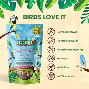 Bird Street Bistro Parrot Food - Parakeet Food - Cockatiel Food - Bird Food - Cooks in 3-15 min w/Natural & Organic Grains - Legumes - Non-GMO Fruits, Vegetables, & Healthy Spices