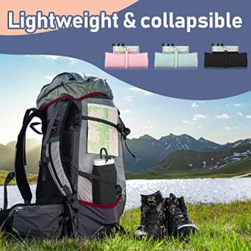 Ctosree 3 Pcs Collapsible Water Bottles 20 oz Foldable Portable Silicone Water Bottle Leak Proof Tra...