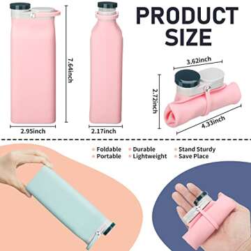 Ctosree 3 Pcs Collapsible Water Bottles 20 oz Foldable Portable Silicone Water Bottle Leak Proof Travel Bottle Lightweight Folding Cup for Sports Traveling Hiking(Black, Pink, Light Blue)