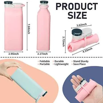 Ctosree 3 Pcs Collapsible Water Bottles 20 oz Foldable Portable Silicone Water Bottle Leak Proof Travel Bottle Lightweight Folding Cup for Sports Traveling Hiking(Black, Pink, Light Blue)