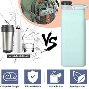 Ctosree 3 Pcs Collapsible Water Bottles 20 oz Foldable Portable Silicone Water Bottle Leak Proof Travel Bottle Lightweight Folding Cup for Sports Traveling Hiking(Black, Pink, Light Blue)