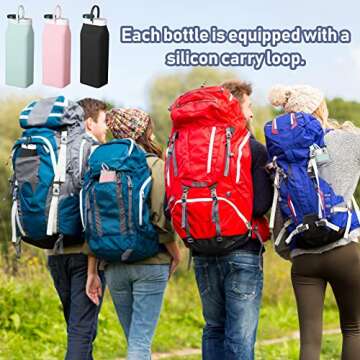 Ctosree 3 Pcs Collapsible Water Bottles 20 oz Foldable Portable Silicone Water Bottle Leak Proof Travel Bottle Lightweight Folding Cup for Sports Traveling Hiking(Black, Pink, Light Blue)