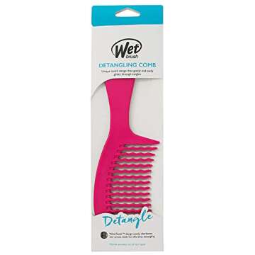 Wet Brush Detangling Comb, Pink - Wide Tooth Hair Detangler with WaveTooth Design that Gently and Gl...