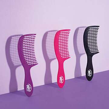 Wet Brush Detangling Comb, Pink - Wide Tooth Hair Detangler with WaveTooth Design that Gently and Glides Through Tangles - Brush Throough Conditioner and Hair Masks - Gentle On Scalp and Pain-Free
