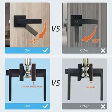 KNOBWELL Exterior, Heavy Duty Keyed Entry Door Handle Set(Not Keyed Alike) Entrance Handleset, Matte Black Finish, Left or Right Handing 2.13 lb One Lever