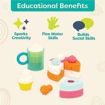 B. toys- Mini Chef - Coffee Shop Playset- Pretend Play- Coffee Shop Playset – Coffee Machine, Cups, Bakery, Desserts – Barista & Baking Role-Play Set for Kids – Pretend Play Set – 3 Years +