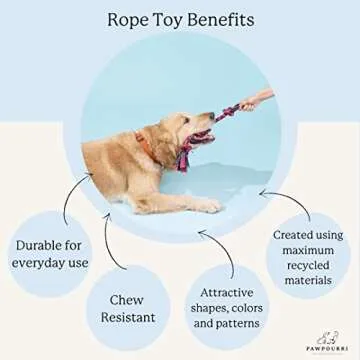 PAWPOURRI Cotton Tug Rope Toy for Adult Dogs, Puppies, Cats | Tough, Durable and Fun | Chewing Interactive Pet Toy (Handle Rope Toy)