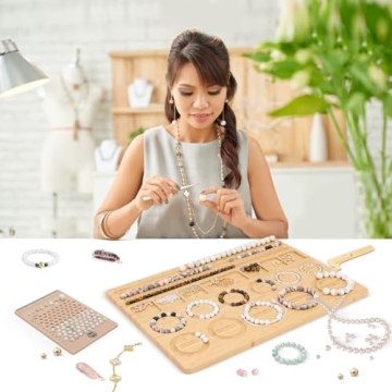 ZDLS Bracelet Bead Board，Wooden Bead Tray for Jewelry Making Bracelet Ideal for Beginners and Professionals 15.3X 11.2 x 0.5 Inches