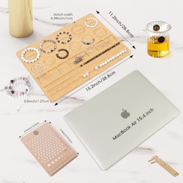 ZDLS Bracelet Bead Board，Wooden Bead Tray for Jewelry Making Bracelet Ideal for Beginners and Professionals 15.3X 11.2 x 0.5 Inches