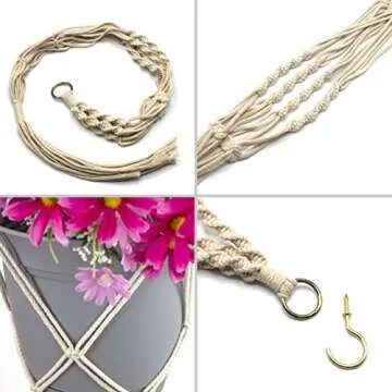 Sorbus Macrame Plant Hanger 4-Pack for Indoor Outdoor Use