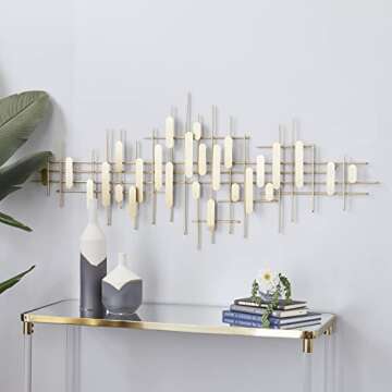 CosmoLiving by Cosmopolitan Metal Geometric Home Wall Decor Geometric Layered Wall Sculpture, Wall A...