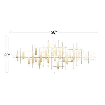 CosmoLiving by Cosmopolitan Metal Geometric Home Wall Decor Geometric Layered Wall Sculpture, Wall Art 58" x 2" x 25", Gold