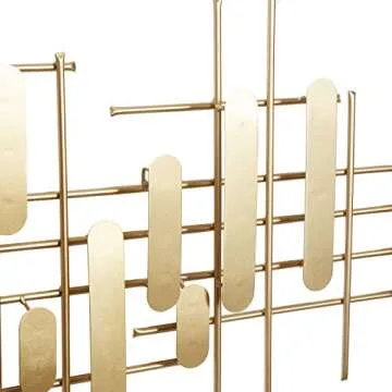 CosmoLiving by Cosmopolitan Metal Geometric Home Wall Decor Geometric Layered Wall Sculpture, Wall Art 58" x 2" x 25", Gold