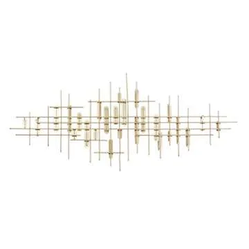 CosmoLiving by Cosmopolitan Metal Geometric Home Wall Decor Geometric Layered Wall Sculpture, Wall Art 58" x 2" x 25", Gold
