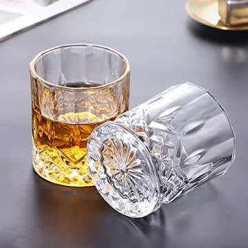 TOUWMX Crystal Whiskey Glasses Set of 8, 11 OZ Old Fashioned Whiskey Glasses, Bourbon Cocktail Rocks...