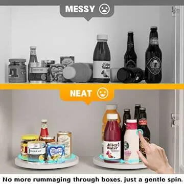 Bamboo Lazy Susan Organizer for Kitchen Countertop