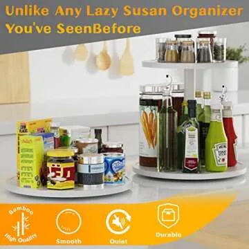 Bamboo Lazy Susan Organizer for Kitchen Countertop