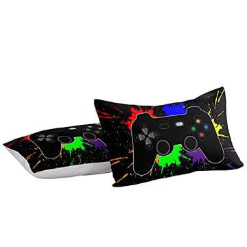 Z.Jian HOME Gaming Comforter for Boys Teen,Game Contoller Bedding Set for Boys Kids,Down Alternative Comforter for All Season,Gamer Home Decor for Boys Comforter Set (Comforter-Game27, Full)