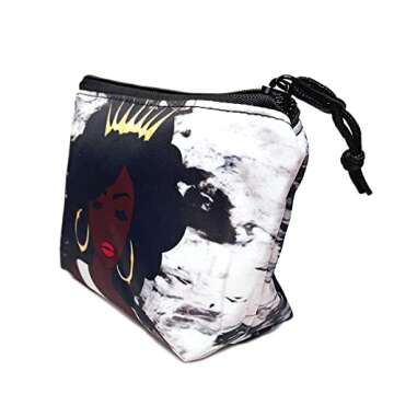 BDAWQUG 2 Pieces Black Queen Afro Melanin Art Makeup Bag Accessories Pouch African American Travel T...