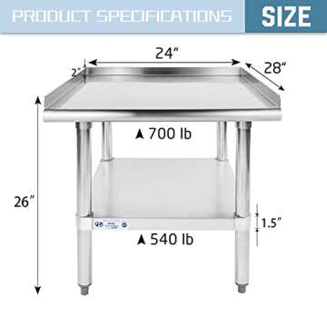 Stainless Steel Equipment Stand with Undershelf for Kitchen, Bar, and Restaurant