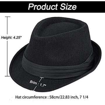 Men Classic Fedora-Hat Felt Manhattan-Gangster-Trilby with Band Unisex Women's Structured Trilby Fed...