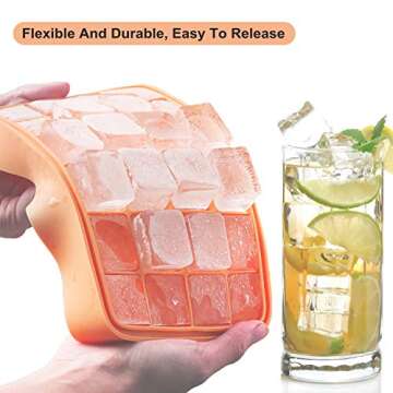 Bangp Premium Ice Cube Trays 2 Pack - Easy-Release Silicone for Cocktails, Stackable & BPA Free