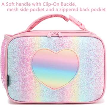 FlowFly Kids Lunch box Insulated Soft Bag Mini Cooler Back to School Thermal Meal Tote Kit for Girls...