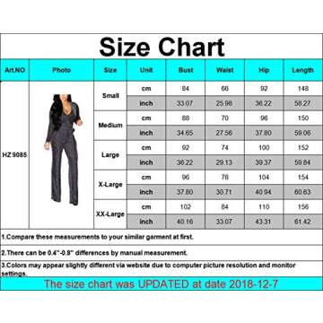 HannahZone Women's Sexy Sparkly Jumpsuits Clubwear Long Sleeve Elegant Party Rompers High Waisted Wide Leg Pants