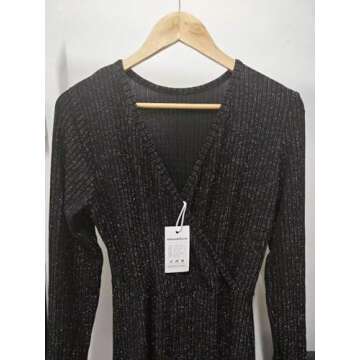 HannahZone Women's Sexy Sparkly Jumpsuits Clubwear Long Sleeve Elegant Party Rompers High Waisted Wide Leg Pants