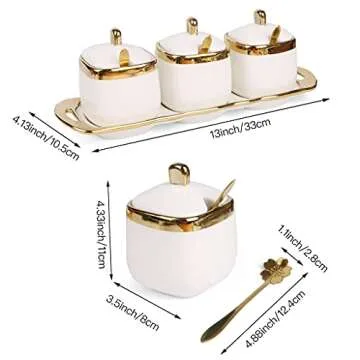 Stylish Fvstar Sugar Bowl with Lid and Spoon Set of 3