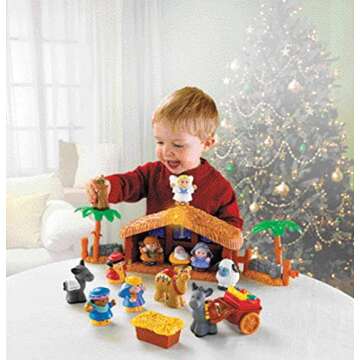 Fisher-Price Little People Toddler Toy Christmas Story Nativity Playset with Light & Music for Presc...