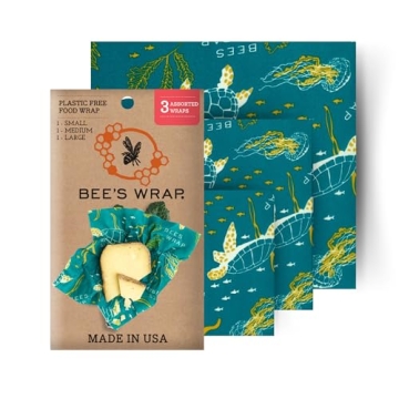 Bee's Wrap Reusable Beeswax Food Wraps Made in the USA, Eco Friendly Beeswax Wraps for Food, Sustain...