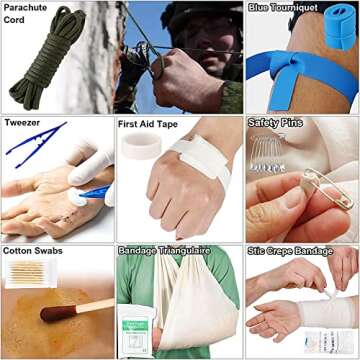 Gifts for Men Dad, 72Pcs Survival First Aid Kit, Survival Gear and Equipment, Emergency Supplies Camping Accessories with Molle Pouch, for Camping Hunting Hiking Outdoor Adventure