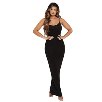 Elegant Women's Sleeveless Bodycon Maxi Dress in Black