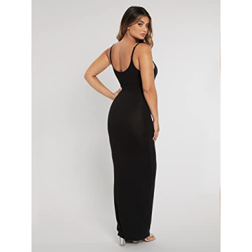 Elegant Women's Sleeveless Bodycon Maxi Dress in Black