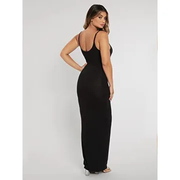 Elegant Women's Sleeveless Bodycon Maxi Dress in Black