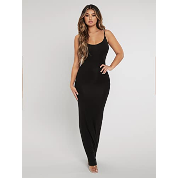 Elegant Women's Sleeveless Bodycon Maxi Dress in Black