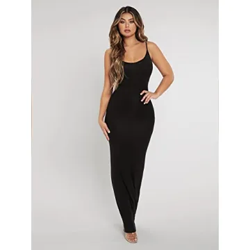 Elegant Women's Sleeveless Bodycon Maxi Dress in Black