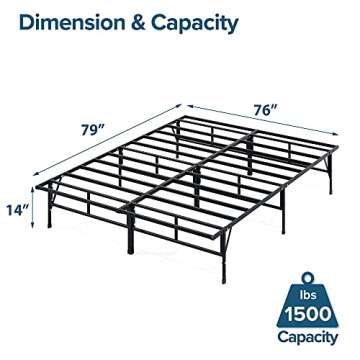 ZINUS SmartBase Compack Mattress Foundation, 14 Inch Metal Bed Frame, No Box Spring Needed, Sturdy S...
