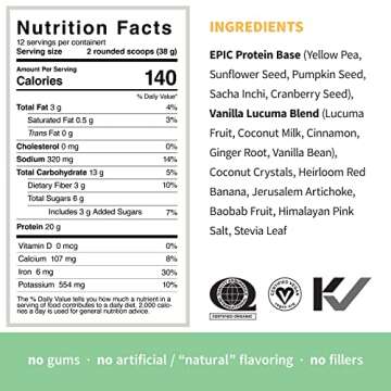 Sprout Living Epic Protein Bundle - Chocolate Maca & Vanilla Lucuma (20g Organic Plant-Based Protein Powder, Vegan, Gluten Free, Superfoods) | 1lb, 12 Servings