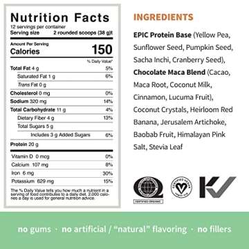 Sprout Living Epic Protein Bundle - Chocolate Maca & Vanilla Lucuma (20g Organic Plant-Based Protein Powder, Vegan, Gluten Free, Superfoods) | 1lb, 12 Servings