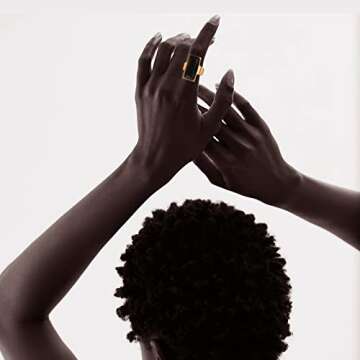 VNOX Vintage Fashion Stainless Steel Gold Plated Rectangular Black Glass Crystal Cocktail Statement Onyx Ring for Women,Antique Women Jewelry Gift,Size 10