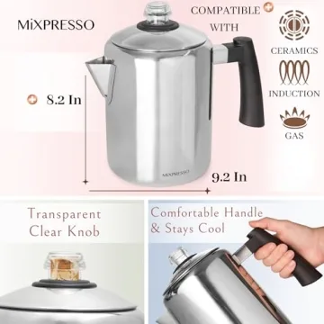 Mixpresso Stainless Steel Coffee Percolator for Campers