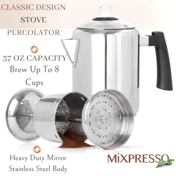 Mixpresso Stainless Steel Coffee Percolator for Campers